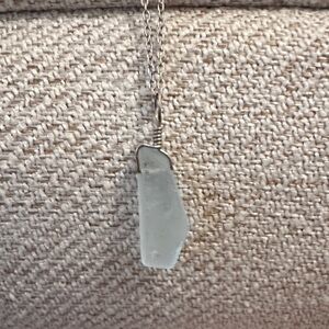 Elegant Sterling Silver Light Blue Crystal Pendant Necklace